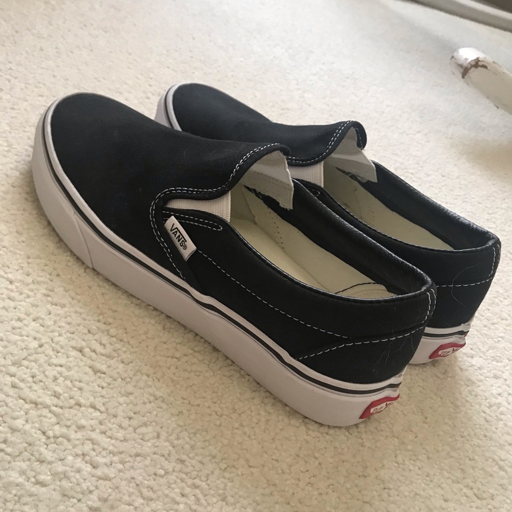 Vans black slip on. Size 8. WORN ONCE!